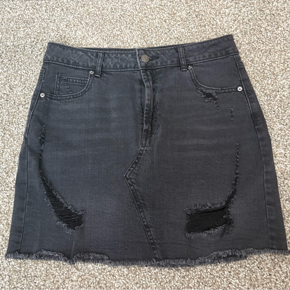 Wild Fable Black Denim Distressed Mini Skirt